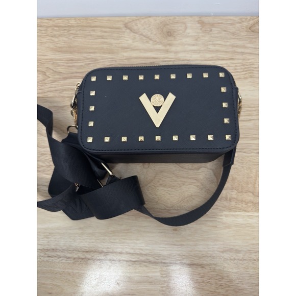 Valentino Orlandi Black & Gold Studded Crossbody Bag Handbag Purse MSRP $159 #3 - Picture 1 of 10